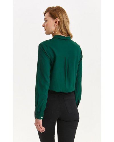 Camasi dama, Camasa dama clasica, din vascoza, verde, cu maneca lunga, Ziran - jojofashion.ro