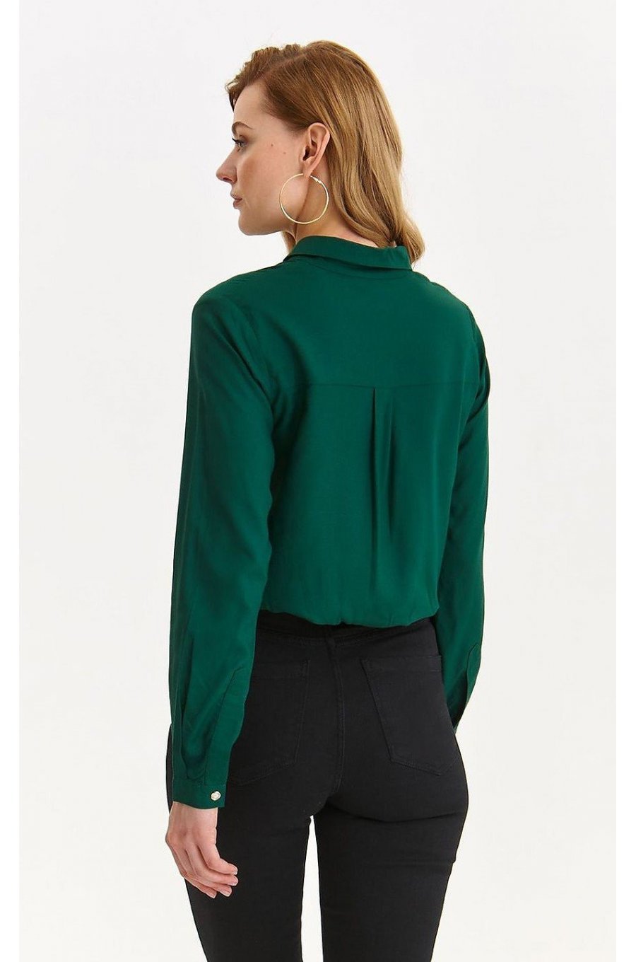 Camasa dama clasica, din vascoza, verde, cu maneca lunga, Ziran Camasa dama clasica, din vascoza, verde, cu maneca lunga, Ziran 2 - jojofashion.ro