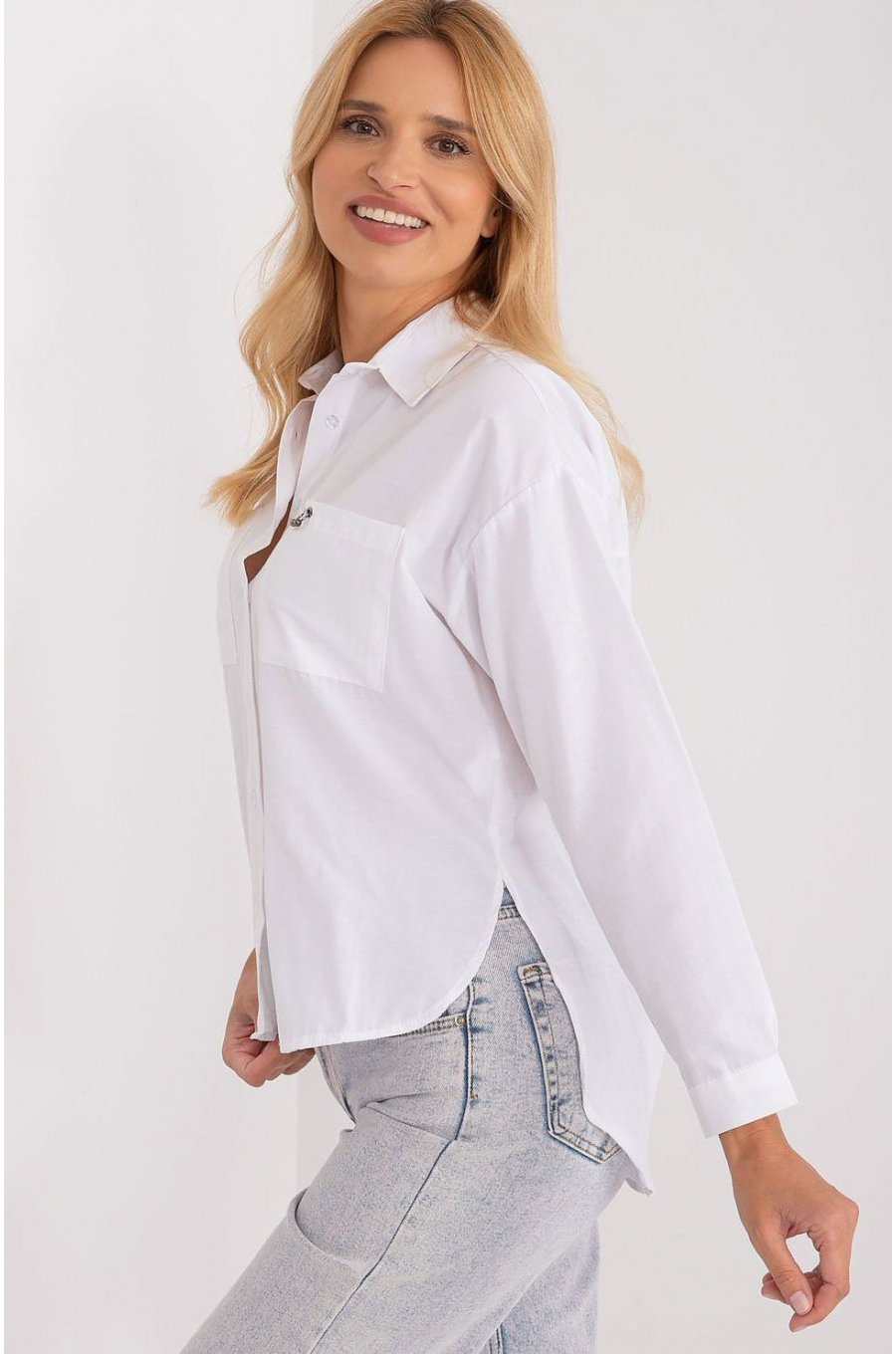 Camasa dama clasica, din bumbac, alba, cu maneca lunga, Crina 3 - jojofashion.ro