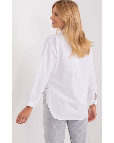 Camasi dama, Camasa dama clasica, din bumbac, alba, cu maneca lunga, Crina - jojofashion.ro
