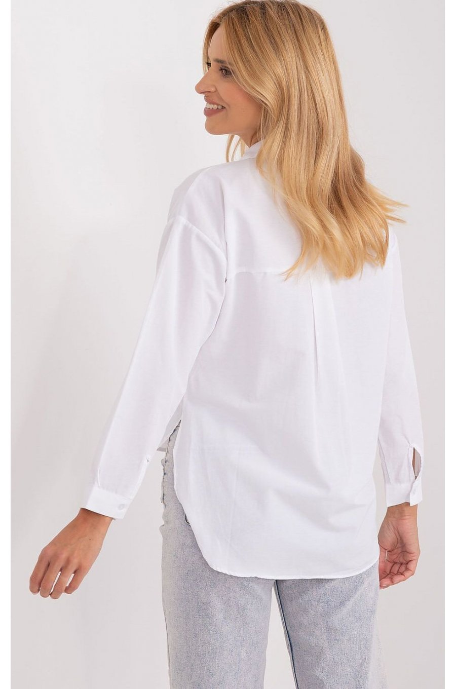 Camasa dama clasica, din bumbac, alba, cu maneca lunga, Crina 2 - jojofashion.ro