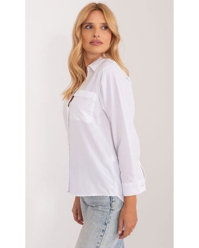 Camasi dama, Camasa dama, din bumbac, alba, cu maneca lunga, Hassine - jojofashion.ro