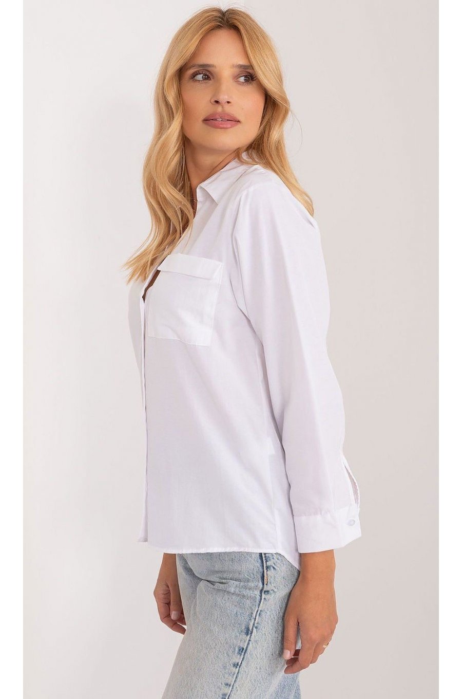 Camasa dama, din bumbac, alba, cu maneca lunga, Hassine Camasa dama, din bumbac, alba, cu maneca lunga, Hassine 2 - jojofashion.ro