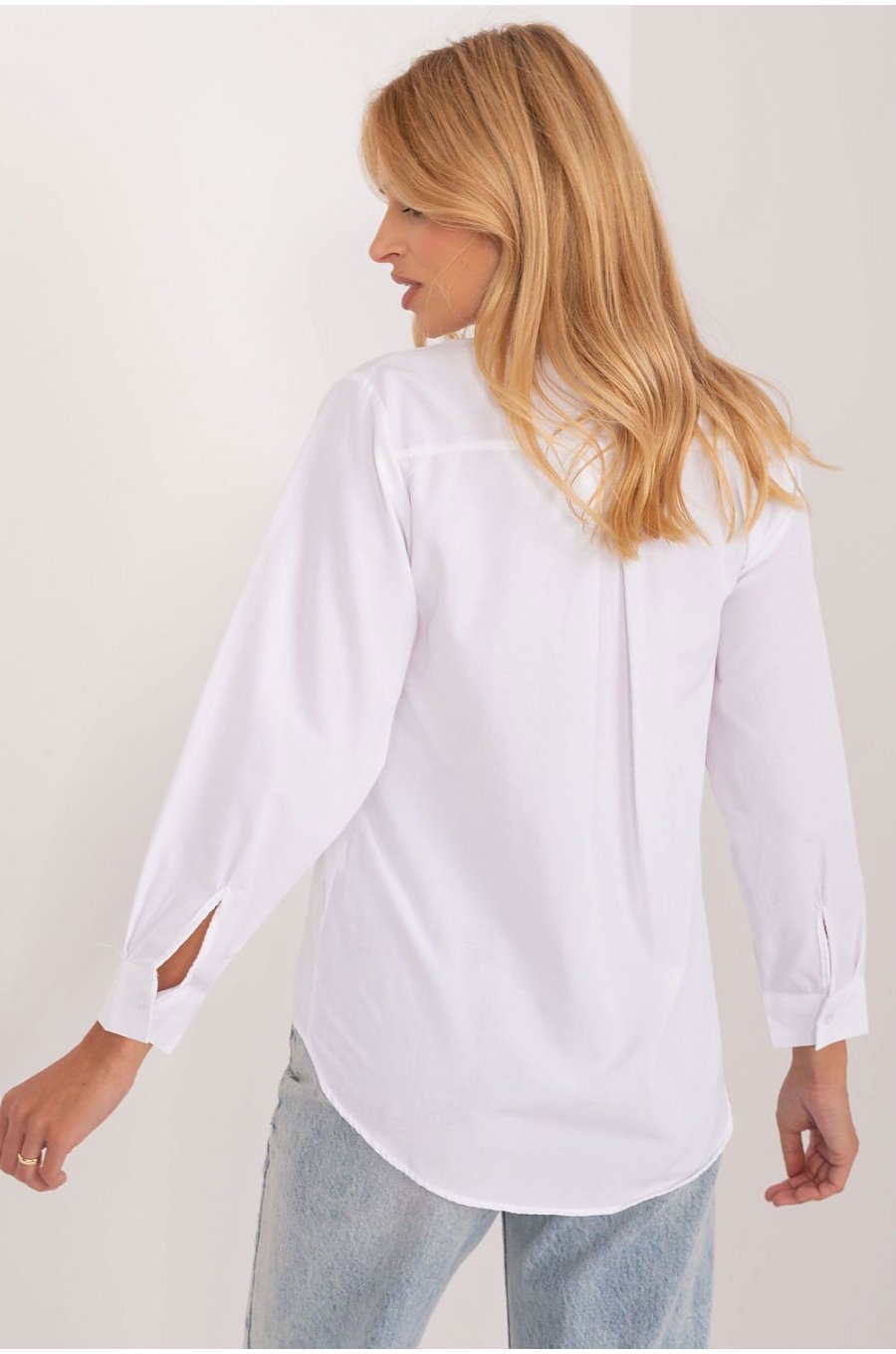 Camasa dama, din bumbac, alba, cu maneca lunga, Hassine Camasa dama, din bumbac, alba, cu maneca lunga, Hassine 3 - jojofashion.ro