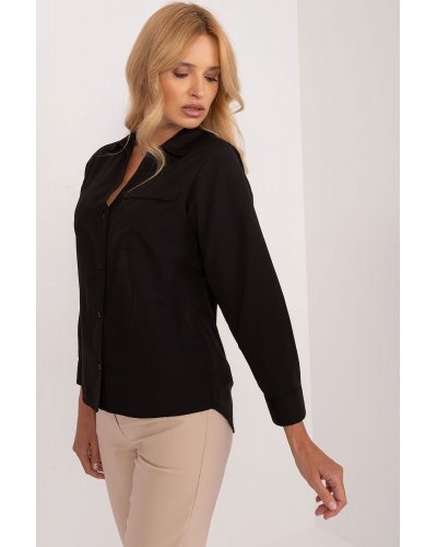 Camasi dama, Camasa dama, din bumbac, neagra, cu maneca lunga, Hassine - jojofashion.ro