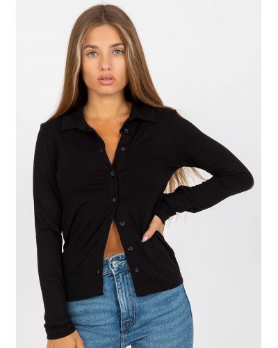 Camasi dama, Camasa dama, din bumbac, neagra cu maneca lunga, Lumidee - jojofashion.ro