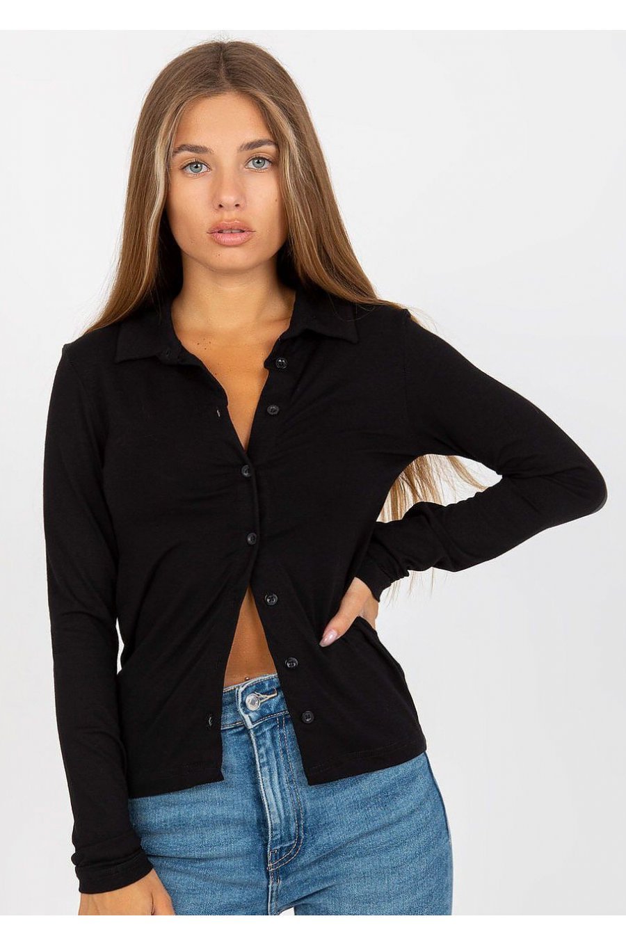 Camasa dama, din bumbac, neagra cu maneca lunga, Lumidee Camasa dama, din bumbac, neagra cu maneca lunga, Lumidee 1 - jojofashion.ro