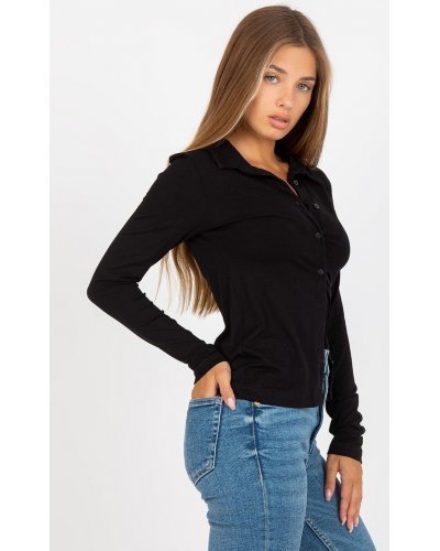 Camasi dama, Camasa dama, din bumbac, neagra cu maneca lunga, Lumidee - jojofashion.ro
