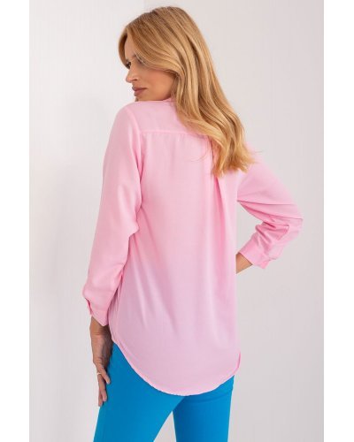 Camasi dama, Camasa dama, din bumbac, roz, cu maneca lunga, Hassine - jojofashion.ro
