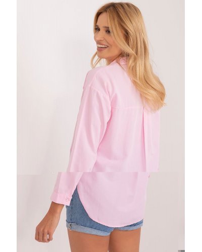 Camasi dama, Camasa dama clasica, din bumbac roz pal, cu maneca lunga, Crina - jojofashion.ro