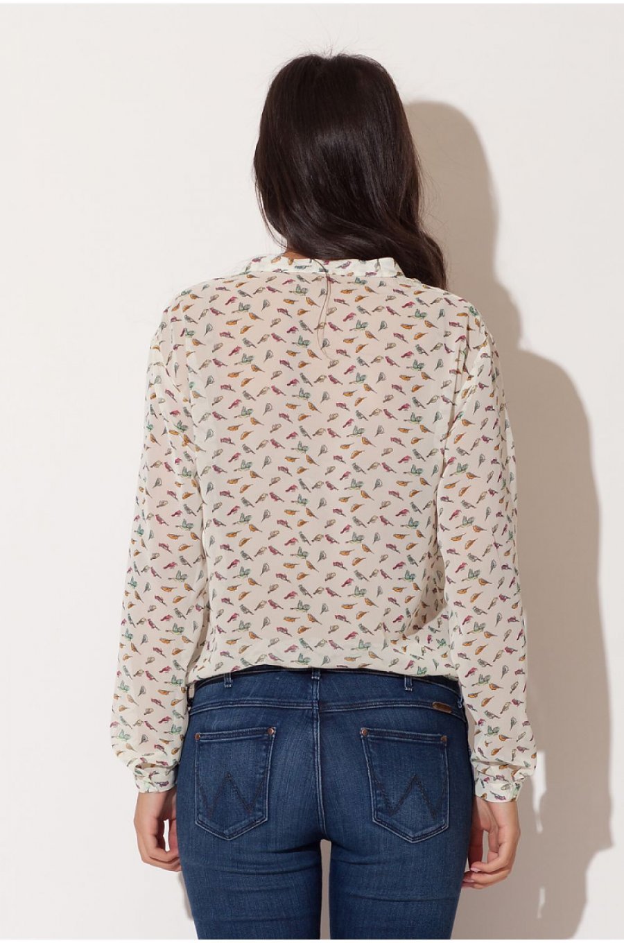 Camasa dama din sifon, bej cu print colorat, Maryah1 Camasa dama din sifon, bej cu print colorat, Maryah1 2 - jojofashion.ro