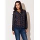 Camasa dama din sifon, bleumarin cu print colorat, Maryah 2 - jojofashion.ro