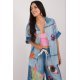 Camasa dama oversize, bleu cu print multicolor, cu maneca scurta, Hysminai2 2 - jojofashion.ro