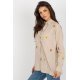 Camasa dama oversize, din bumbac, bej, cu maneca lunga si flori multicolore, Flower 3 - jojofashion.ro