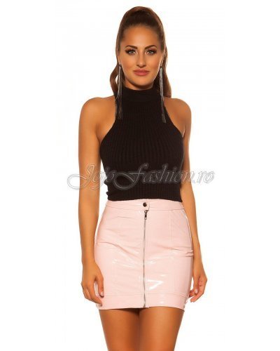Fusta mulata latex scurta roz Koucla Ruby Fuste dama, Fusta mulata latex scurta roz Koucla Ruby - jojofashion.ro
