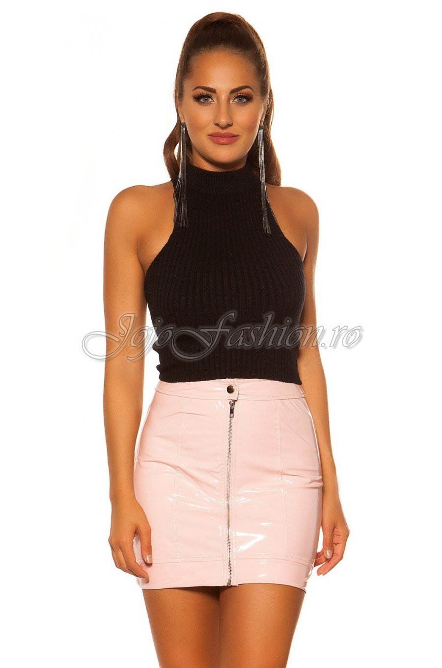 Fusta mulata latex scurta roz Koucla Ruby Fusta mulata latex scurta roz Koucla Ruby 2 - jojofashion.ro