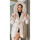 Geaca dama de iarna midi parka, bej, matlasata, cu gluga si blanita eco, Elora 2 - jojofashion.ro