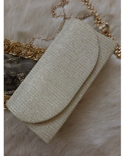 Geanta plic glitter auriu cu striatii Brilliance Genti dama, Geanta plic glitter auriu cu striatii Brilliance - jojofashion.ro