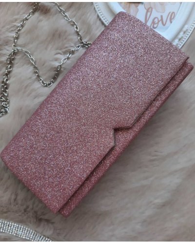 Geanta plic glitter roz Glossy Genti dama, Geanta plic glitter roz Glossy - jojofashion.ro