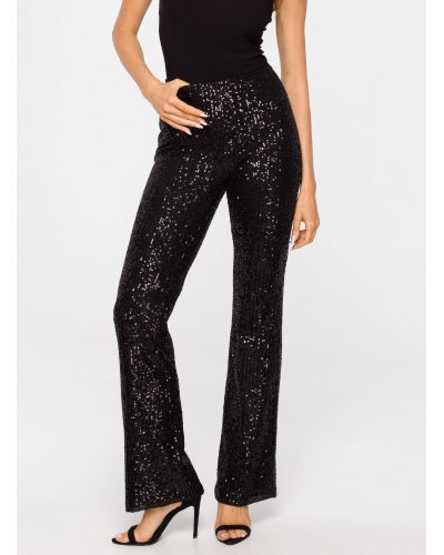 Pantaloni dama, eleganti, negri, paiete, evazati, Hama Pantaloni dama, eleganti, negri, paiete, evazati, Hama - jojofashion.ro