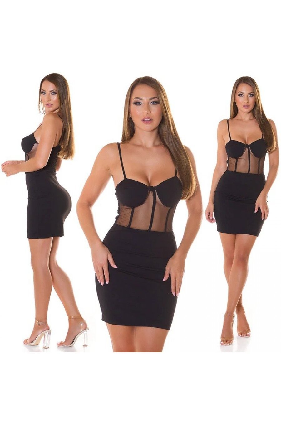 Rochie de club scurta mulata cu plasa neagra Allegra Rochie de club scurta mulata cu plasa neagra Allegra 5 - jojofashion.ro