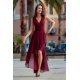 Rochie de ocazie lunga, din voal burgundy, asimetrica, vaporoasa, petrecuta, Fiona 5 - jojofashion.ro