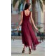 Rochie de ocazie lunga, din voal burgundy, asimetrica, vaporoasa, petrecuta, Fiona 3 - jojofashion.ro