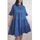 Rochie casual, midi, denim albastru, cu volane, Camelly 2 - jojofashion.ro