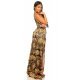 Rochie ocazie lunga cu imprimeu baroc negru galben Callida 4 - jojofashion.ro