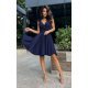 Rochie baby doll scurta din vascoza bleumarin Katalina 2 - jojofashion.ro