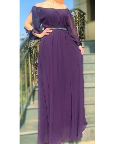 Rochie de ocazie vaporoasa lunga voal mov Afrodita Rochii lungi, Rochie de ocazie vaporoasa lunga voal mov Afrodita - jojofashion.ro