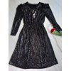 Rochie scurta neagra din paiete cu maneca lunga Livya