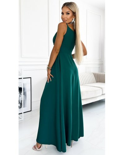 Rochie lunga verde vaporoasa Scarlett Rochii lungi, Rochie lunga verde vaporoasa Scarlett - jojofashion.ro