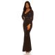 Rochie eleganta de seara lunga, lurex, neagra, mulata, cu maneca lunga, Akma 4 - jojofashion.ro