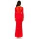 Rochie lunga rosie mulata din lurex cu maneca lunga Akma 4 - jojofashion.ro