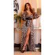 Rochie lunga vaporoasa animal print leopard Carola 2 - jojofashion.ro