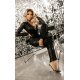 Salopeta de seara evazata, din paiete, neagra, cu maneca lunga, Geena 5 - jojofashion.ro