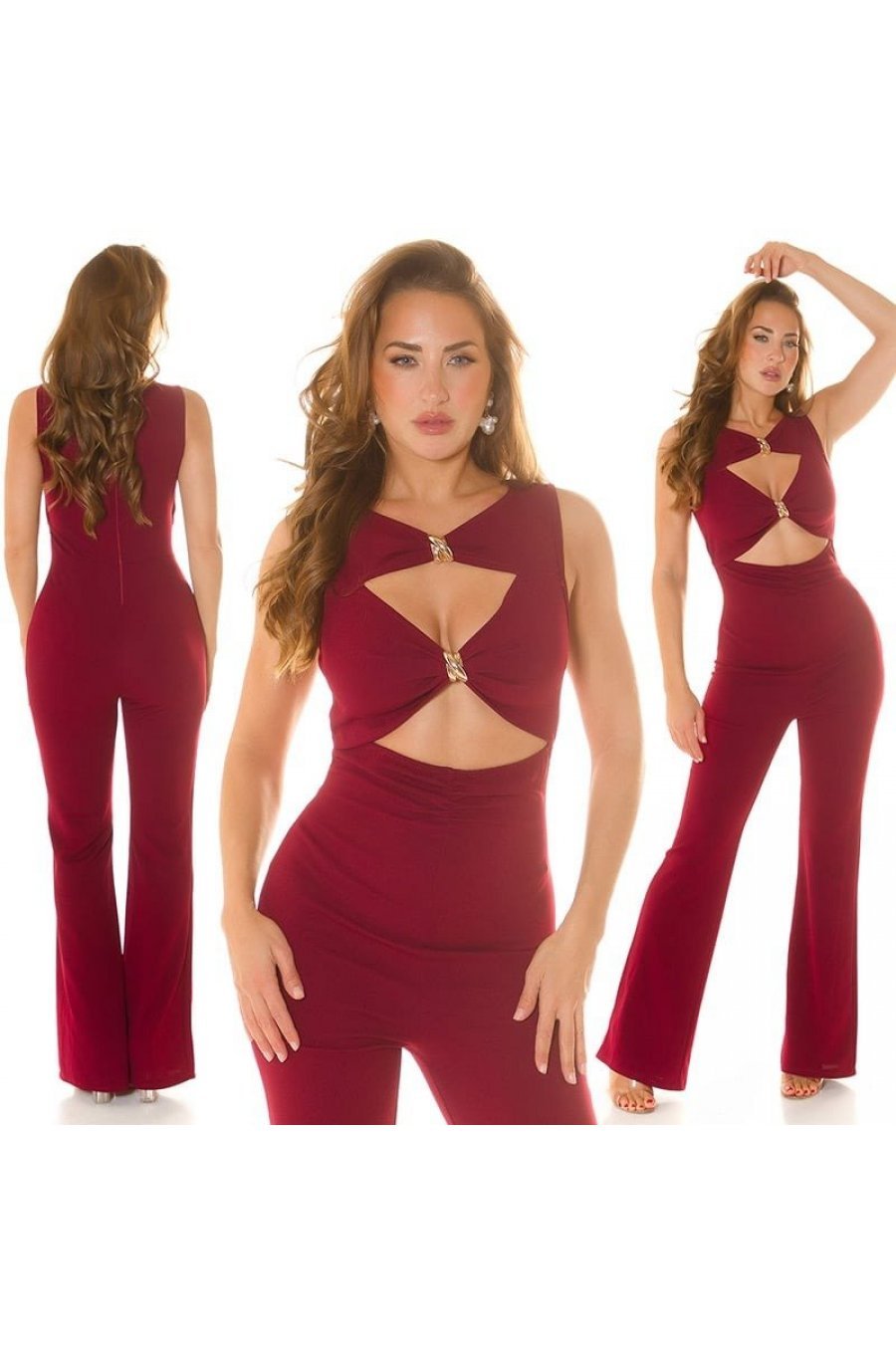 Salopeta eleganta evazata burgundy Sienna Salopeta eleganta evazata burgundy Sienna 3 - jojofashion.ro