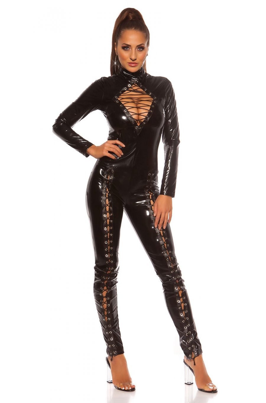 Salopeta neagra din latex Lexi Salopeta neagra din latex Lexi 4 - jojofashion.ro
