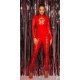 Salopeta rosie din latex Lexi 2 - jojofashion.ro