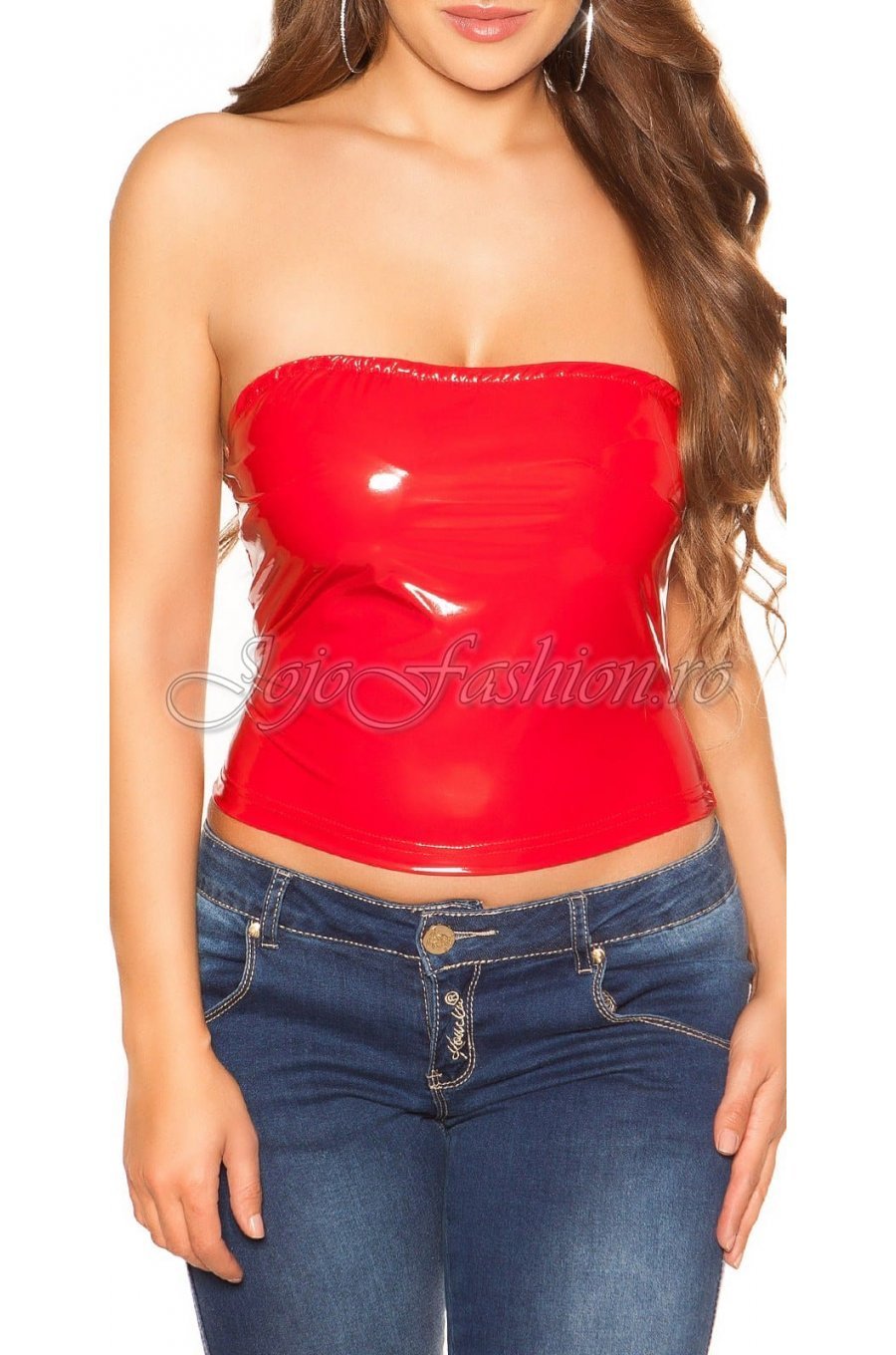 Top din latex rosu Wetlook Koucla Dinah 1 - jojofashion.ro