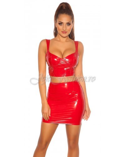 Top lucios rosu din latex wetlook Linda Top lucios rosu din latex wetlook Linda - jojofashion.ro