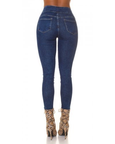 Blugi dama skinny, albastri, denim, talie inalta, mulati,  Bloomy Blugi dama, Blugi dama skinny, albastri, denim, talie inalta, mulati,  Bloomy - jojofashion.ro