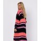 Cardigan dama midi, din acryl, negru cu dungi corai, Fatime 3 - jojofashion.ro
