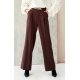 Pantaloni dama eleganti, evazati, maro, vascoza, cu talia inalta, Cynane 2 - jojofashion.ro