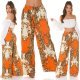 Pantaloni dama evazati largi, de vara, orange, animal print, Amira 6 - jojofashion.ro