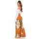 Pantaloni dama evazati largi, de vara, orange, animal print, Amira 5 - jojofashion.ro