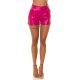 Pantaloni dama, scurti, roz fucsia, piele eco, cu talia inalta, Beltaine 2 - jojofashion.ro
