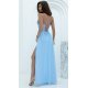 Rochie de banchet lunga, din tulle si paiete, bleu, cu bustul tip corset si umerii goi, Bella 3 - jojofashion.ro