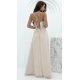 Rochie lunga din tulle si paiete bej cu bustul tip corset si umerii goi Bella 3 - jojofashion.ro